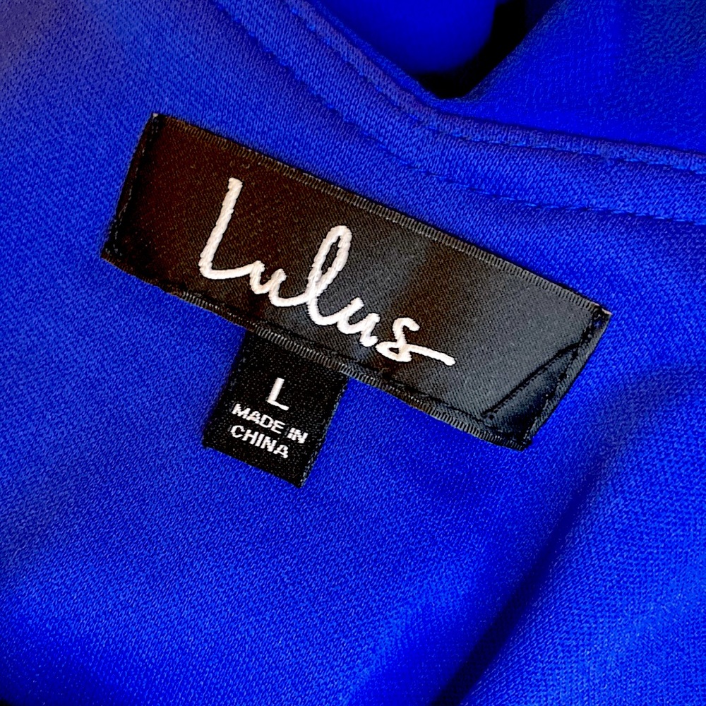 Waterfront Royal Blue Off-The-Shoulder Skater Dress (L) - Picture 3 of 3